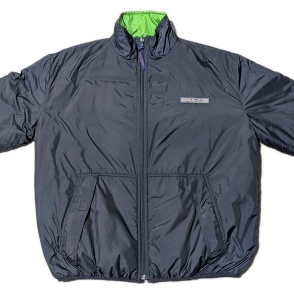 Vintage Polo Sport Reversible Jacket L Navy Green 90s Ralph Lauren USA Flag Rare - Picture 1 of 16